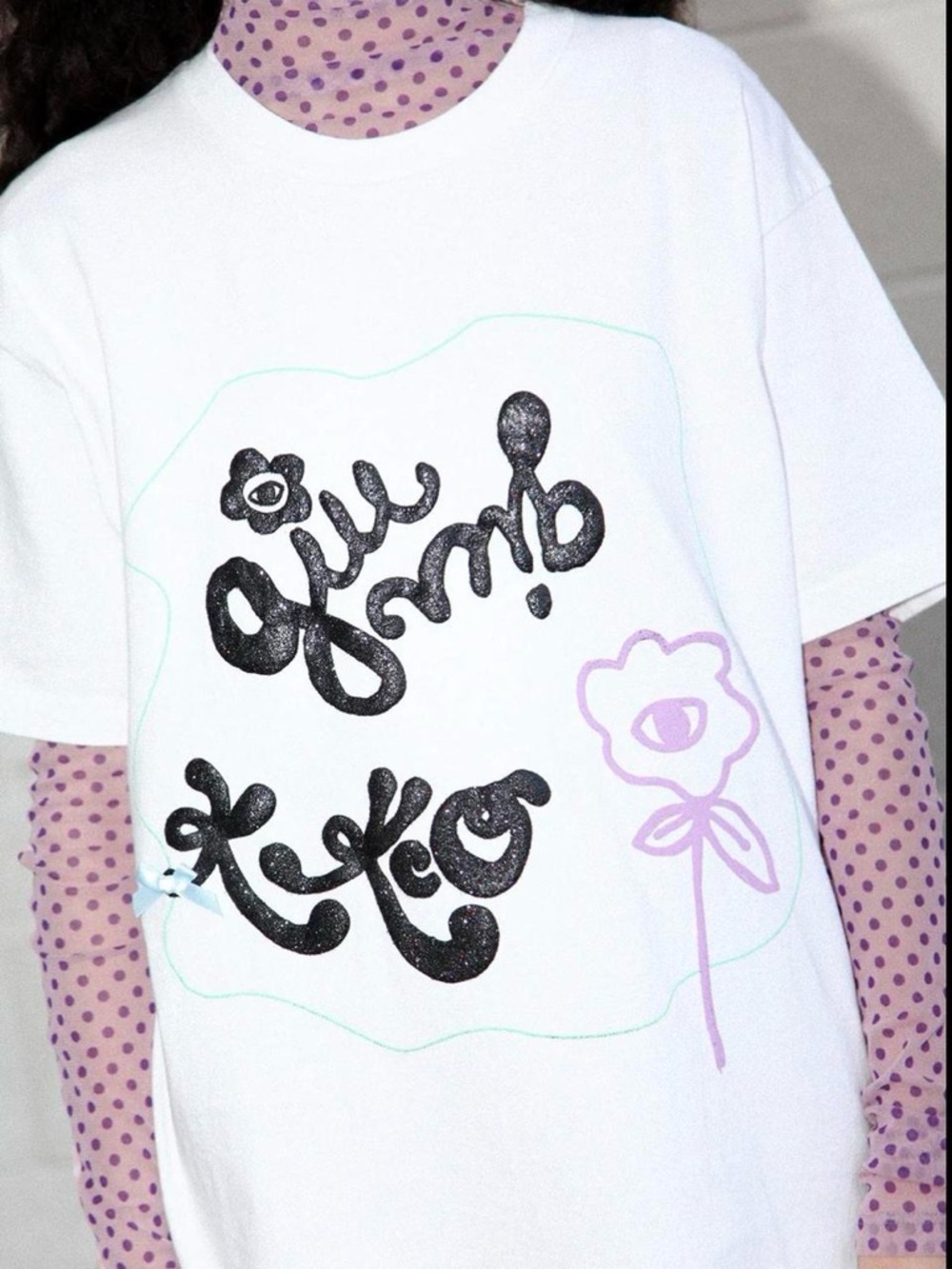 K&Co White Graphic Short Sleeve Tee with Floral Script